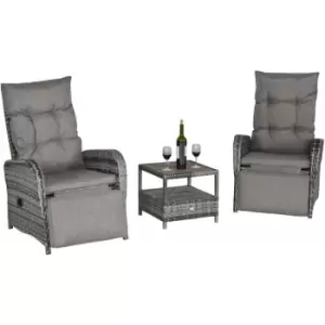 Image of Outsunny - 3 PCs Rattan Chaise Lounge Sofa Set w/ Cushion Outdoor Garden