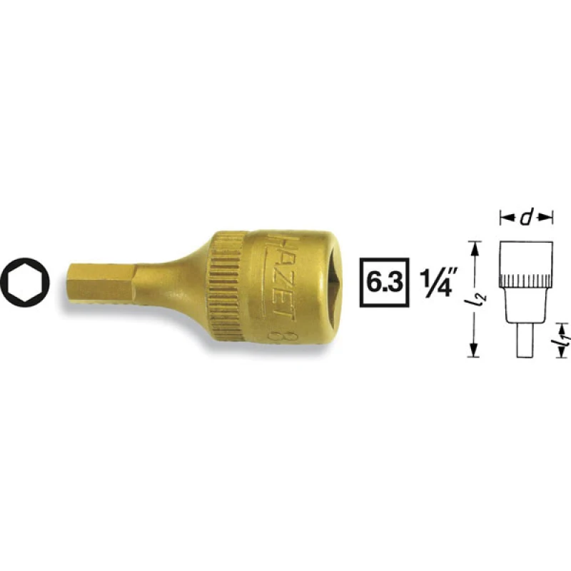Image of Hazet 8501-2.5 Allen Bit 2.5mm 1/4" Hex Drive Precision Tool 8501-2.5