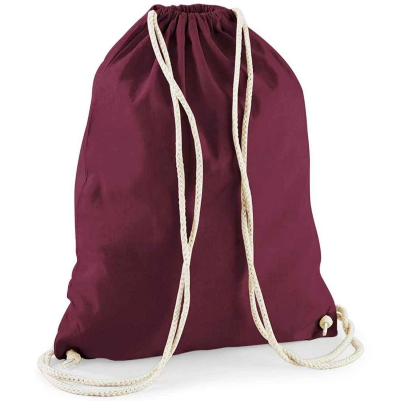 Image of Westford Mill Mens Cotton Drawstring Bag in Burgundy Burgundy Male