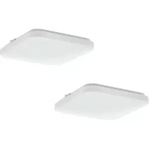 Image of 2 PACK Wall Flush Ceiling Light Colour White Shade White Plastic Bulb LED 11.5W