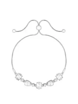 image of Mood Silver Crystal Open Stone Toggle Bracelet, Silver, Women