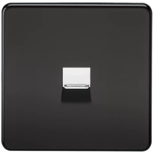 KnightsBridge Screwless Matt Black Telephone Extension Socket Flush Wall Socket