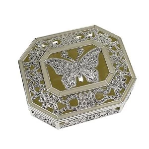 image of Sophia Silverplated Crystal Trinket Box - Butterfly