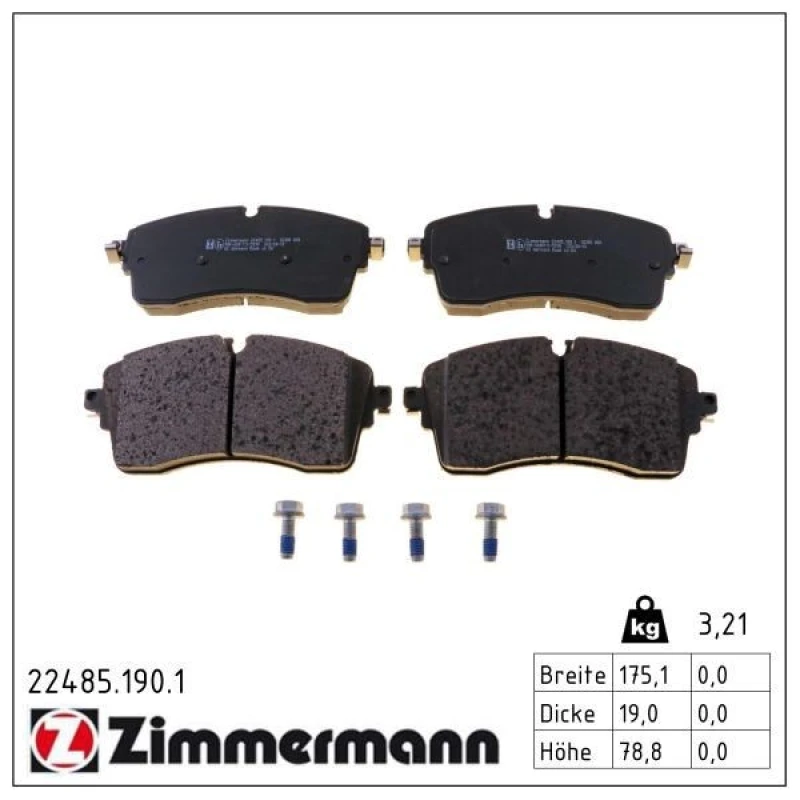 Image of ZIMMERMANN Brake pad set ZIMMERMANN 22485.190.1