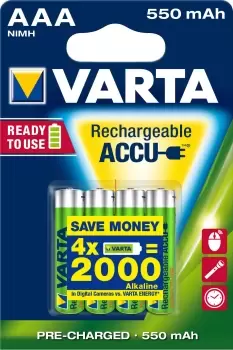 image of Varta Ready2Use HR03 4pcs Rechargeable battery AAA Nickel-Metal...