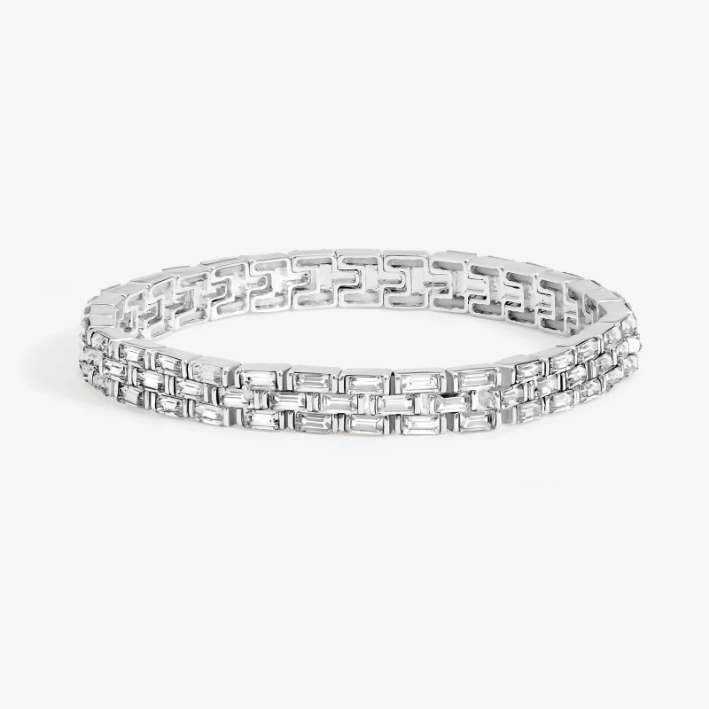 Image of Jon Richard Silver Plated and Crystal Chain Stretch Bracelet Chain Bracelets One Size Silver 41556011000