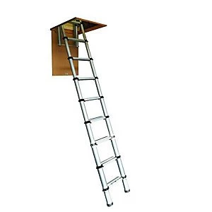 image of Youngman Telescopic Aluminium Loft Ladder - Max Height 2.61m