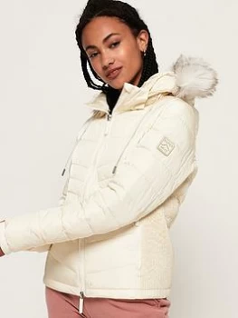 image of Superdry Luxe Fuji Jacket, Oyster, Size 10, Women