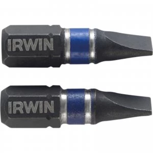 image of Irwin Impact Slotted Screwdriver Bits 5.5mm 25mm Pack of 2