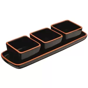 image of Premier Housewares Black Calisto Square Dishes On Tray - Set of 3