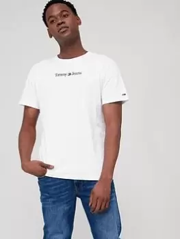 image of Tommy Jeans Tjm Classic Linear Logo T-Shirt - White, Size S, Men