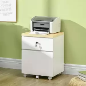 Image of Vinsetto Mobile Lockable A4 Size Filing Cabinet W/ 2 Drawers, white