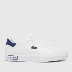 Lacoste White & Blue Powercourt Boys Youth Trainers