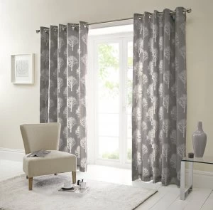 Image of Fusion Woodland Trees Curtains - 117x182cm - Charcoal.