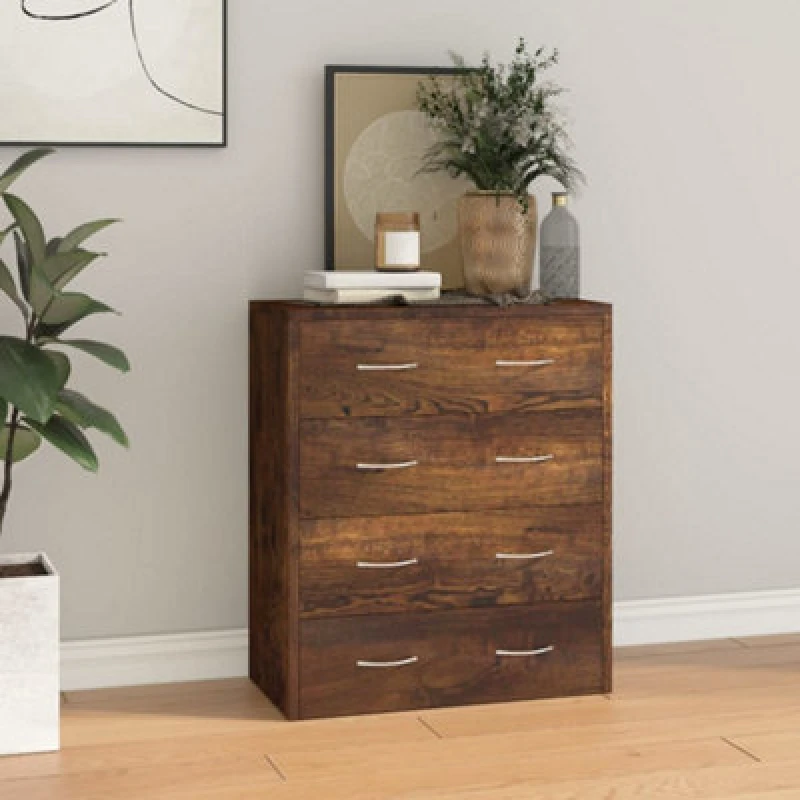 Image of vidaXL Sideboard With 4 Drawers 60x30.5x71cm Smoked Oak, Brown 342580
