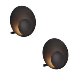 Image of 2 PACK Black Small Modern Table Lamp Light - Integrated LED - 3000K Warm White