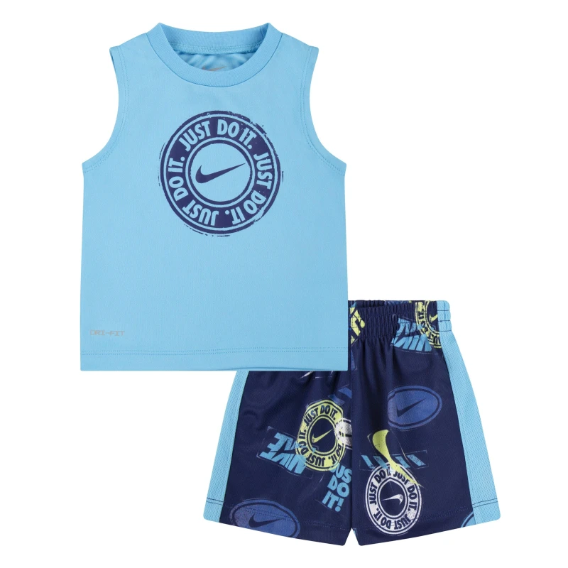 Image of Nike Top and Short Set Babies - Blue Blue One Size