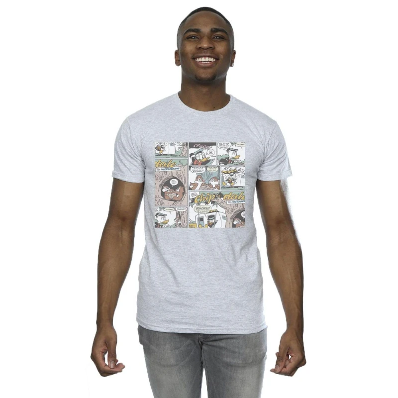 Image of Disney Men Chip 'n Dale Comic T-Shirt in Grey Size: Small Grey S Male 5063283618954