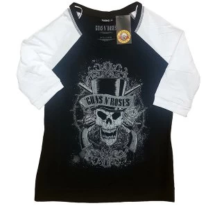 Image of Guns N' Roses - Faded Skull Ladies Large T-Shirt - Black,White