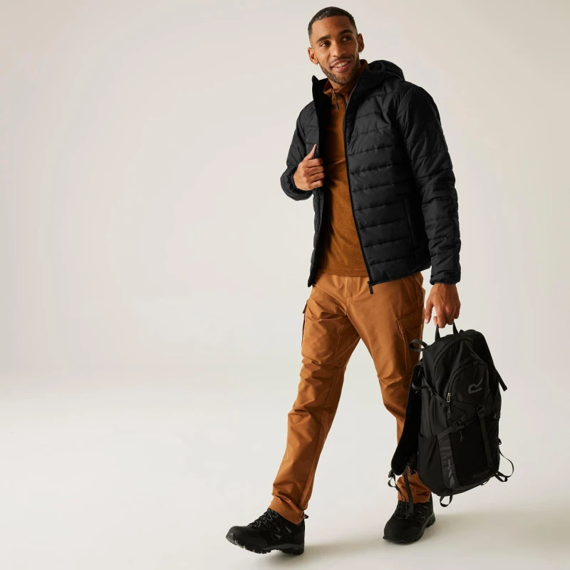 Image of Regatta Mens Helfa Insulated Warm Quilted Hooded Jacket M - Chest 39-40' (99-101.5cm) Black RMN154-800-M