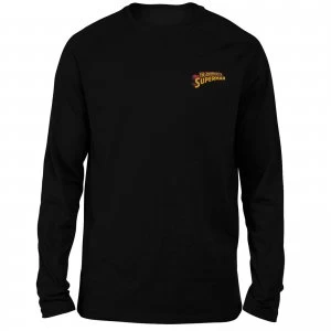 Image of DC Superman Embroidered Unisex Long Sleeved T-Shirt - Black - XL