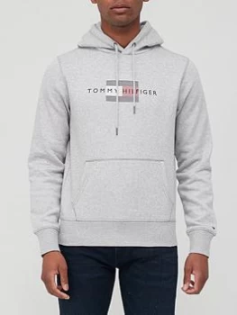 Image of Tommy Hilfiger Lines Hilfiger Overhead Hoodie - Light Grey Heather, Light Grey Heather, Size L, Men