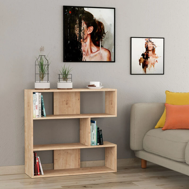 Image of DECORTIE Decortie - Molly Modern Bookcase Display Unit No. 1 Short 89cm - Natural Oak Effect - Oak M.KT.02.12713.4