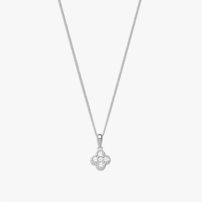 Image of Simply Silver Sterling Silver 925 Cubic Zirconia Fine Clover Pendant Silver