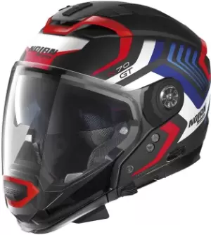 image of Nolan N70-2 GT Spinnaker N-Com Helmet, black-white-blue Size M black-white-blue, Size M