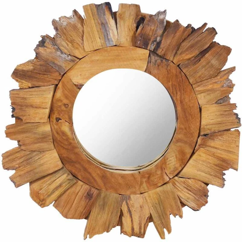 Image of VIDAXL Wall Mirror 40cm Teak Round Vidaxl 8719883910987