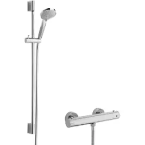 image of Hudson Reed Minimalist Thermostatic Bar Shower Valve with Slimline Slider Rail Kit - Chrome