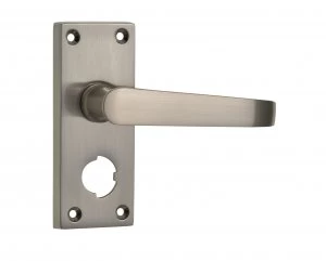 Image of Wickes Toronto Victorian Straight Privacy Door Handle - Satin Nickel 1 Pair