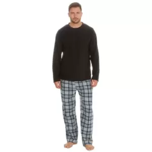 image of Cargo Bay Mens Micro Fleece Pyjamas (L) (Black/Grey)