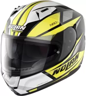 image of Nolan N60-6 Downshift Helmet, black-white-yellow Size M black-white-yellow, Size M