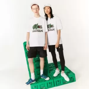 image of Unisex Lacoste x Minecraft Print Organic Cotton T-Shirt Size 4 - M White