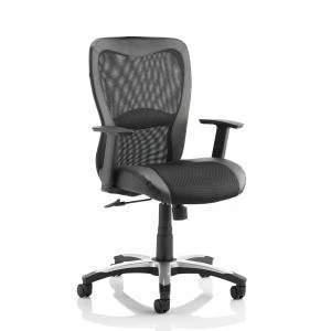 Image of Trexus Victor II Executive Chair With Arms Mesh Leather Black Ref