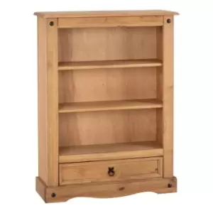 image of Seconique Corona 1 Drawer Bookcase - Distressed Waxed Pine