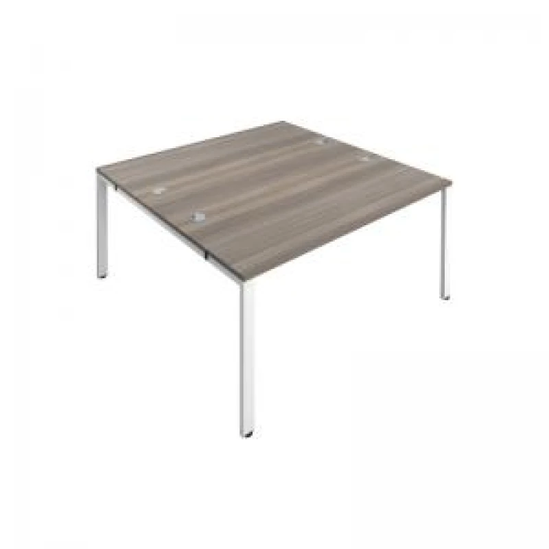 Image of Jemini 2 Person Bench Desk 3200x1600x730mm Grey Oak/White KF809395