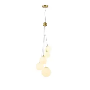 image of Marshall Ceiling Pendant, 5 Light G9, Satin Gold, Opal Glass