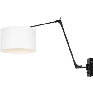 image of Sienna Prestige Chic Wall Lamp with Shade Matt Black, Linen White