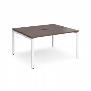 image of Adapt II Back to Back Desk s 1400mm x 1200mm - White Frame Walnut top