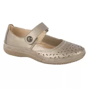 Image of Boulevard Womens/Ladies Wide Fitting Touch Fastening Perforated Bar Shoes (7 UK) (Bronze)