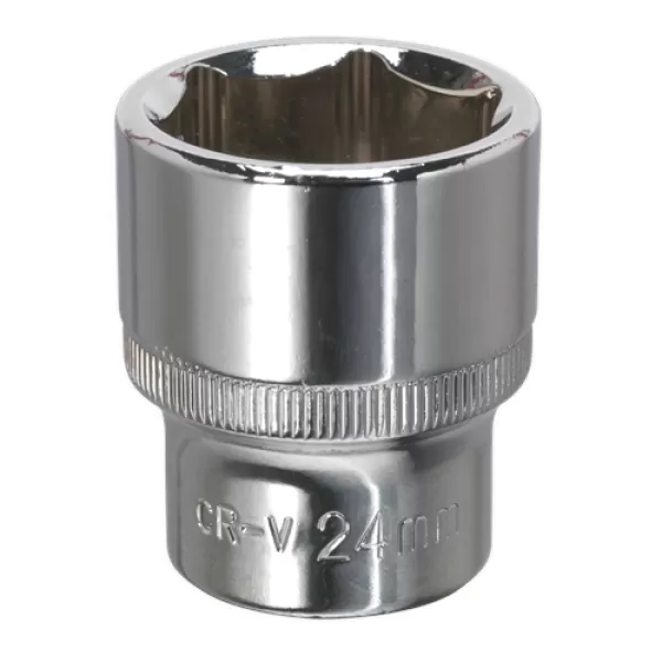 Image of Genuine SEALEY SP1224 WallDrive® Socket 24mm 1/2Sq Drive Fully Polished