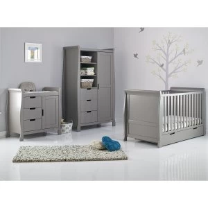 image of Obaby Stamford Classic Sleigh 3 Piece Room Set - Taupe Grey