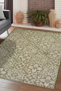 Image of Multi Purpose Tile Design Rug - Size: 100x150cm - Green - Print