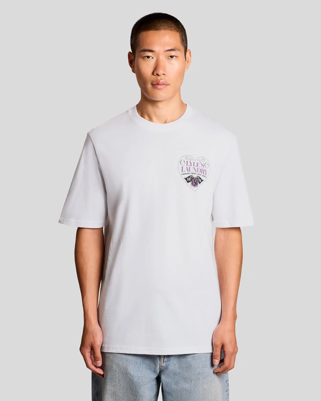 Image of Lyle & Scott Mens Chest Graphic T-Shirt in White