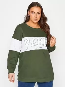 image of Yours Logo Varsity Sweatshirt - Green, Size 16, Women