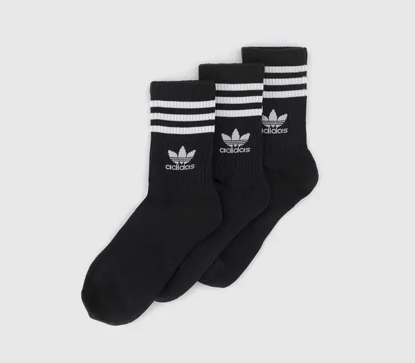 Image of Adidas Mid Cut Crew Sock 3pack Black, L