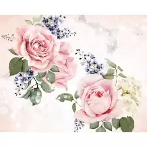 image of Origin Murals Roses & Sparkles Rose Pink Wall Mural - 3.5m x 2.8m