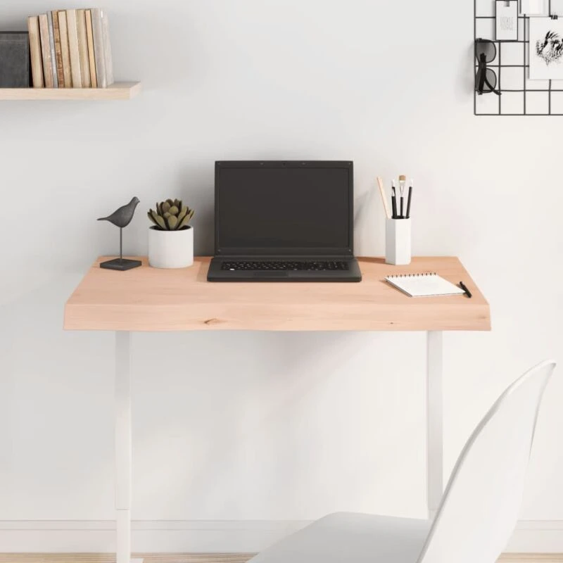Image of Vidaxl Table Top 80X50X(2-6) Cm Untreated Solid Wood Oak, Brown 3156295